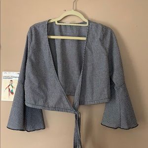 Cropped wrap blouse